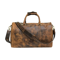 Buffalo Traveler Sac de sport de week-end en cuir véritable Grande capacité Bagages de qualité supérieure Fermeture à glissière Polyester pour voyage