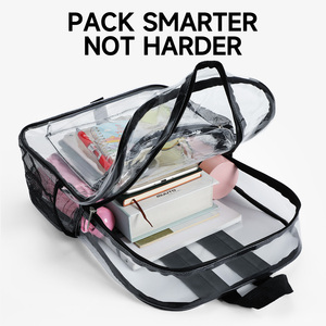 <span class=keywords><strong>Sac</strong></span> <span class=keywords><strong>à</strong></span> <span class=keywords><strong>dos</strong></span> pour collégiens en PVC transparent <span class=keywords><strong>renforcé</strong></span> rouge durable avec poches latérales en filet - Product Image 4