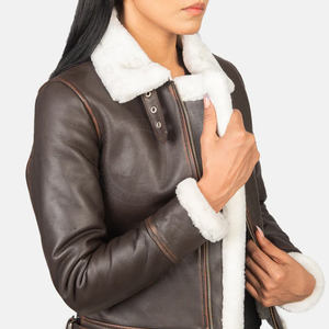 Manteau en cuir véritable élégant de longueur régulière pour les femmes Manteau d'hiver extérieur le plus vendu avec logo avant réversible coupe-vent - Product Image 2