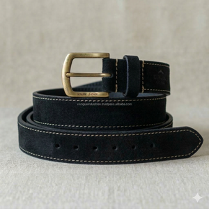 Cinturón de Cuero de Gamuza Estilo Italiano Personalizado, Correa de Cuero Genuino de Textura Suave, Hebilla de Aleación, Accesorios de Lujo para Hombre, Venta al Por Mayor - Product Image 1