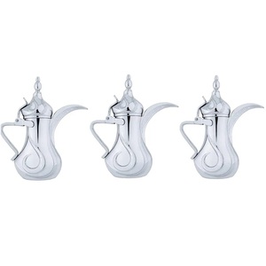 Théière et cafetière Dallah en acier inoxydable et laiton avec vernis à l'or Vaisselle élégante la plus vendue pour la cuisine et le service - Product Image 3