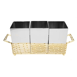 Luxury Gold/Silver Metal Flatware Rack Galvanized Iron <b>Utensil</b> Caddy Basket Premium Kitchen Dining <b>Storage</b> Holders Design for - Product Image 4