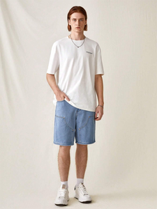 Summer Casual Washed Corduroy <b>Shorts</b> <b>Men</b> 100% Cotton Loose Fit Baggy Jorts Streetwear Zipper Fly Custom Vintage <b>Knee</b> <b>Length</b> - Product Image 2