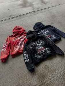 Conjunto Deportivo de Felpa de Algodón con Estampado Personalizado, Pantalones Deportivos y Sudadera con Capucha Desgastados y Rotos, Estilo Vintage Lavado Ácido, Chándal Holgado - Product Image 4