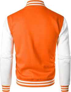 Chaqueta Varsity Acolchada con Capucha de Lona Naranja y Blanca para Hombre, Cortavientos, Estilo Béisbol, Ropa Exterior Universitaria, Moda de Invierno - Product Image 2