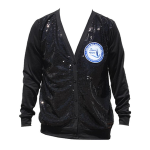 Cárdigan de lentejuelas negras Zeta Phi Beta con logotipo bordado azul desde 1920 Sorority Greek Life Apparel Ropa de moda personalizada - Product Image 1