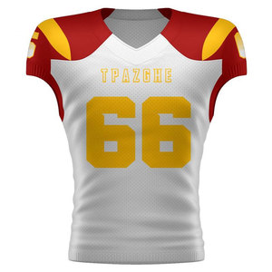 Maillot de football américain OEM en gros, manches courtes, transfert thermique, maille respirante, nom et numéro personnalisés, uniforme d'équipe pour hommes, jeunes et professionnels - Product Image 1