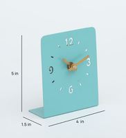 Jam Meja Analog Modern AK Brass Sky Blue dengan Desain Laser Cut Berbahan Logam dan Quartz, Harga Terbaik di India untuk Dekorasi Meja/Rak