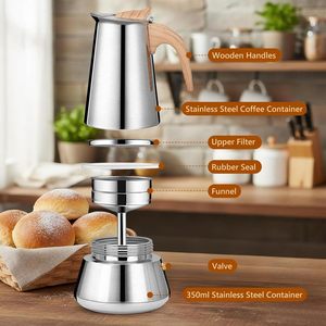 <span class=keywords><strong>Cafetera</strong></span> Espresso de Acero Inoxidable de 350 ml, Compatible con Inducción, <span class=keywords><strong>Cafetera</strong></span> Moka para Todo Tipo de Cocinas, <span class=keywords><strong>Cafetera</strong></span> <span class=keywords><strong>Italiana</strong></span> para un Espresso Aromático en Casa - Product Image 1