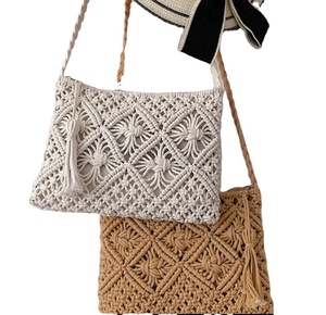 Bolso de Mano de Paja Tejido a Mano, Elegante, Personalizado, Bolsos de Hombro de Paja para Mujer, Productos al por Mayor - Product Image 1