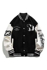 Blouson de baseball pour hommes universitaire Hip Hop Harajuku blousons en cuir avec lettres en os Patchwork streetwear pour femmes manteaux unisexe pour collège - Product Image 5