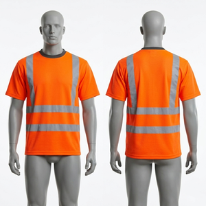 T-shirt de travail de sécurité en polyester premium 180 GSM, jaune fluo, avec panneau réfléchissant, impression personnalisée du logo - Product Image 6