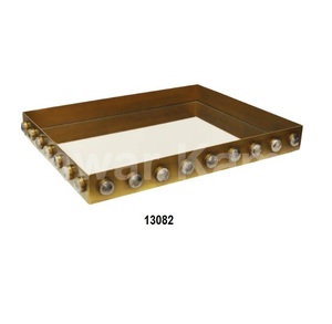 Bandeja de servicio de forma redonda para el hogar, hotel y restaurante, hecha de madera metálica - Product Image 3