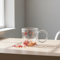 Meilleure Vente 3306341-0.21 Tasse en Verre Borosilicate à Double Paroi Durable 210ml Style Nordique Résistante à la Chaleur et au Lave-Vaisselle