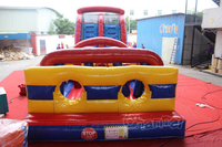 Parcours d'obstacles gonflable géant sur mesure avec toboggan combiné, piscine, mur d'obstacles et toboggans à double voie pour jeux aquatiques