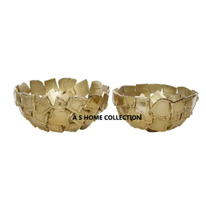 Bol de corail de couleur or de conception moderne de vente chaude avec la vaisselle et les parties en métal de qualité standard ensemble de 2 fabriqués à la main - Product Image 1