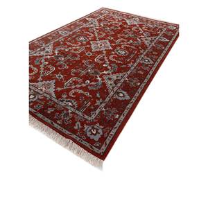 Alfombra de Lana Grande Savana, Tejida a Mano, Diseño Kilim con Medallón Rojo y Naranja, para Entrada del Hogar, Rectangular 9x12, AKWL-13007 - Product Image 2