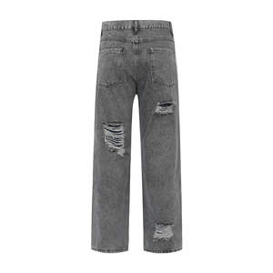 Pantalons en jean pour hommes avec logo personnalisé en gros, style vintage, rétro, délavé, déchiré, coupe slim décontractée, jeans patchwork, prix bas - Product Image 2