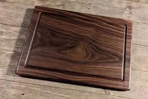 Solid Walnut Wooden Butcher Block <b>Countertop</b> Cutting Board 3 Cracker Groove Dark Wood for Kitchen Chopping Board on Sale - Product Image 2