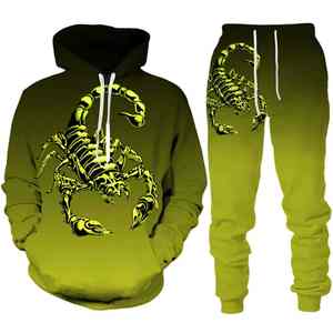 Vêtements de sport décontractés pour hommes Ensemble 2 pièces Sweat-shirt à capuche et pantalon de survêtement Scorpion imprimés en 3D Vêtements de sport - Product Image 2