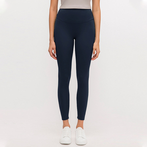 Leggings de yoga pour femmes, taille haute, couleur unie, longueur intégrale, extensibles dans quatre directions, taille élastique, matière spandex et polyester - Product Image 5