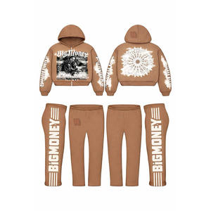 Ensemble de survêtement en molleton de coton lourd OEM 450 GSM, sweat-shirt et pantalon surdimensionnés, logo personnalisé, impression sérigraphique, impression numérique directe - Product Image 4