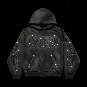 Sudadera con Capucha Personalizada 100% Algodón, Lavado Ácido, Cierre de Cremallera, Pedrería, Cuello con Capucha de Alta Calidad, Impresión Serigráfica, Secado Rápido, Unisex, Invierno - Product Image 5
