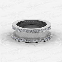 Bague tunnel large de 8 mm en or 18 carats et argent 925, avec sertissage vierge de 4 mm pour zircone cubique, pour bijoux de créateur pour hommes, souvenirs et création DIY