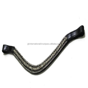 Personnalisé 5 rangées de strass de cristaux noirs et argentés décoratifs en cuir bande de front de cheval en plein cob sur la taille bande de front bling - Product Image 4