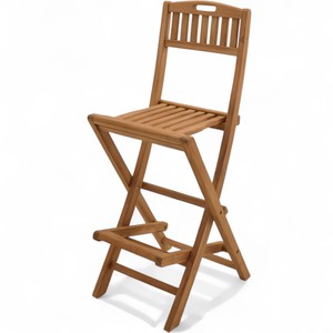 Wholesale Weathered Outdoor Teak Wood Portable <b>Bar</b> Chair Steady Backrest Folding Furniture for Garden Park Restaurant <b>Gym</b> Home - Product Image 2