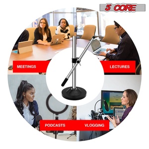Support de microphone à 5 tiges réglable pour bureau, pied rond, pour micro - Product Image 4
