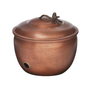 Bol de tuyau en cuivre de conception martelée fini antique pour l'arrosage des plantes de jardin à la maison utiliser un bol de tuyau de jardin en cuivre décoratif - Product Image 3