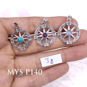 จี้พลอยเทอร์ควอยส์925เครื่องประดับทำมือเงินสเตอร์ลิงออกแบบอย่างดีสำหรับผู้หญิงเครื่องประดับจี้เงินขายส่งจำนวนมาก - Product Image 1