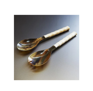 ช้อนเสิร์ฟสลัด2ชิ้นช้อนเขาควายพร้อมด้ามจับเรซินอีพ็อกซี่ปรับแต่งอุปกรณ์เสริมช้อนรับประทานอาหารได้ตามต้องการ - Product Image 6