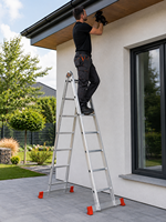 Échelle pliante en aluminium de qualité supérieure Elbe Industry turque, 2x5 marches, capacité de 150 kg, pour utilisation en extérieur et en entrepôt