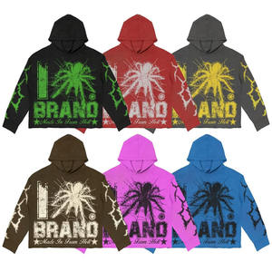 Nouveau unisexe 100% coton surdimensionné goutte épaule à capuche séchage rapide Anti-rides Streetwear brodé impression de détresse pour le printemps - Product Image 5