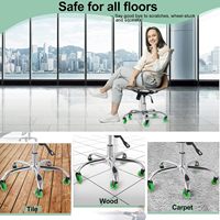 Ensemble de cinq pièces à livraison rapide roulettes de meubles de chaise de bureau en polyuréthane vert à moitié transparent