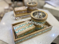 Quemador de Incienso Mubrakha de Madera con Incrustaciones de Nácar, Caja de Almacenamiento Multiusos, Caja para Bolsitas de Té, Dulces