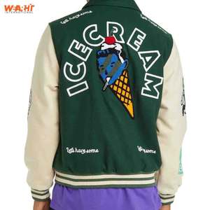 แจ็กเก็ตผ้ากำมะหยี่ปักสีเขียวสำหรับผู้ชายสไตล์ฮิปฮอปเบสบอลตัวอักษรพร้อมคอตั้งสำหรับฤดูหนาว - Product Image 3