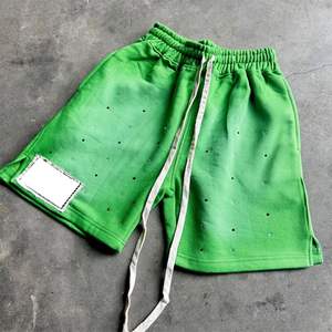OEM 2024 Custom Rhinestone Embroidery Patch Acid Wash Vintage Sweat <b>Shorts</b> Jogging Cotton <b>Shorts</b> for <b>Men</b> - Product Image 3