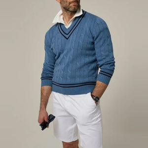 Spring Winter Customized Fashion Cabel Knit <b>Cricket</b> <b>Sweater</b> 100% Cotton Fleece Plain Cabel Knit <b>Cricket</b> <b>Sweater</b> - Product Image 2