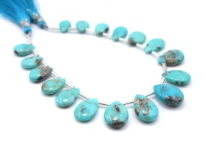 Arizona Turquoise Lisse Poire Teardrop Forme Perles Naturel Turquoise Gemme 7 Pouces Bijoux Fabrication Pierre - Product Image 2