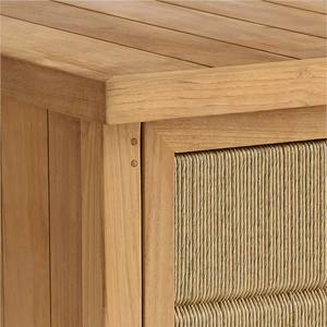 Nordic Style Solid Teak <b>Wood</b> Sideboard Luxury Woven Rattan Panel Storage <b>Cabinet</b> Large Capacity Media Console for Living Room - Product Image 6