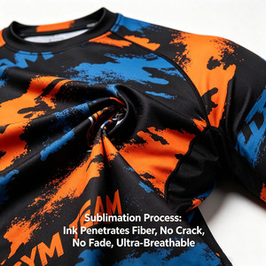 Custom <b>Men's</b> Full Sleeve Rash Guard Quick Dry <b>Compression</b> <b>Shirt</b> Polyester Sublimation Print Fitness Wear OEM - Product Image 2