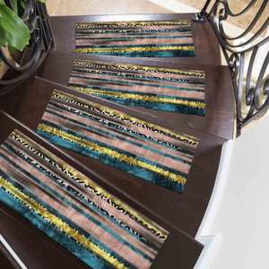 Geometric Pattern Rug, Printed Rug, Trendy Blue Modern Easy Clean,Step Rug - Product Image 2