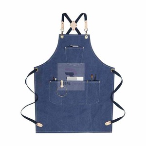 Delantal de barbero sin mangas cómodo ajustable poliéster impermeable personalizado con cuero PU incluye algodón y materiales de mezclilla - Product Image 4