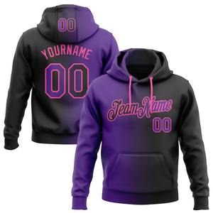 Wholesale & Dropship Custom Stitched Black <b>Purple</b>-Pink Gradient Fashion Sports Pullover <b>Sweatshirt</b> Hoodie - Product Image 1