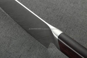 มีดเชฟสแตนเลสแบบมืออาชีพงานหัตถกรรมเหล็กด้ามจับไม้ชิงชันนานาชาติ10ชิ้น MOQ ออกแบบโลโก้ได้ตามต้องการใช้ในครัว - Product Image 5