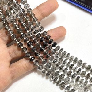 Perles de briolette en forme de rondelle à facettes en rutile noir, perles de rutile naturel, fournitures de perles en gros pour la fabrication de bijoux - Product Image 5