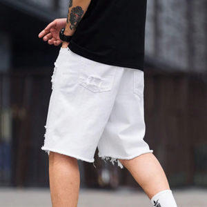 กางเกงยีนส์ขาสั้นผู้ชายแบบขาดๆ สไตล์ลำลอง ผ้าฝ้าย 100% เป็นมิตรกับสิ่งแวดล้อม ระบายอากาศได้ดี เหมาะสำหรับฤดูร้อน มีซิปและงานปัก 3 มิติ - Product Image 3